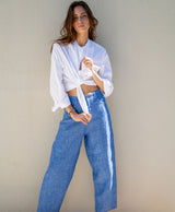 Linen Barrel Leg Jeans