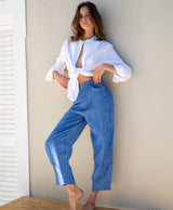 Linen Barrel Leg Jeans